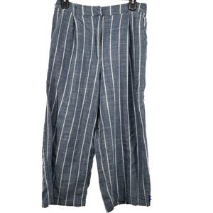 Universal Thread Pants White Stripes Chambray Cropped Wide Legs